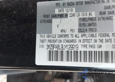 2020 Mazda Mazda3 из США, поврежденный, VIN 3MZBPABL9LM129919